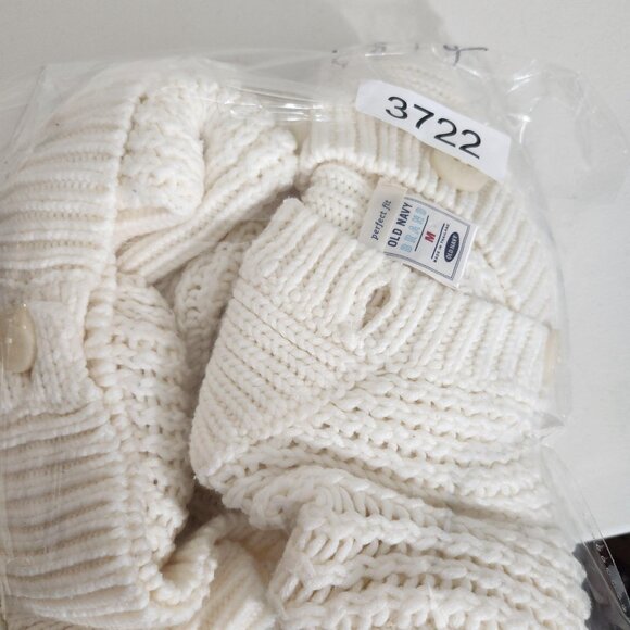 Old Navy Sweater Womens Medium Ivory Button Front Cardigan Knit Pockets Collar - Picture 9 of 9